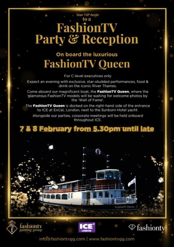 FashionTV Gaming Group set to take ICE 2023 by storm, with corporate meetings and FashionTV parties on its own luxury boat