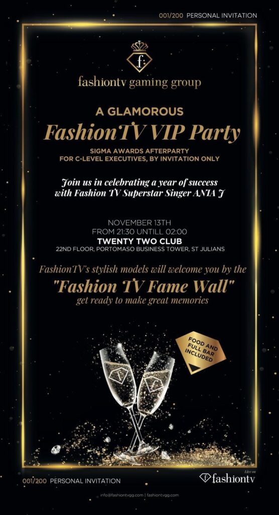 FashionTV Gaming Group will unveil new luxury line of FashionTV branded games, developed by industry leaders, at its ultra-glamorous SiGMA Awards Afterparty